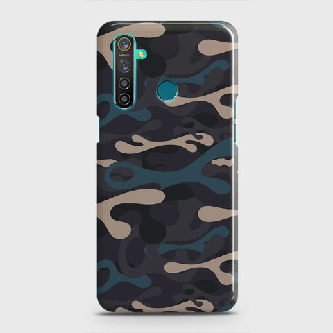 Realme 5 Cover - Camo Series - Blue & Grey Design - Matte Finish - Snap On Hard Case with LifeTime Colors Guarantee