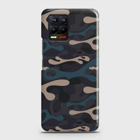 Realme 8 Cover - Camo Series - Blue & Grey Design - Matte Finish - Snap On Hard Case with LifeTime Colors Guarantee