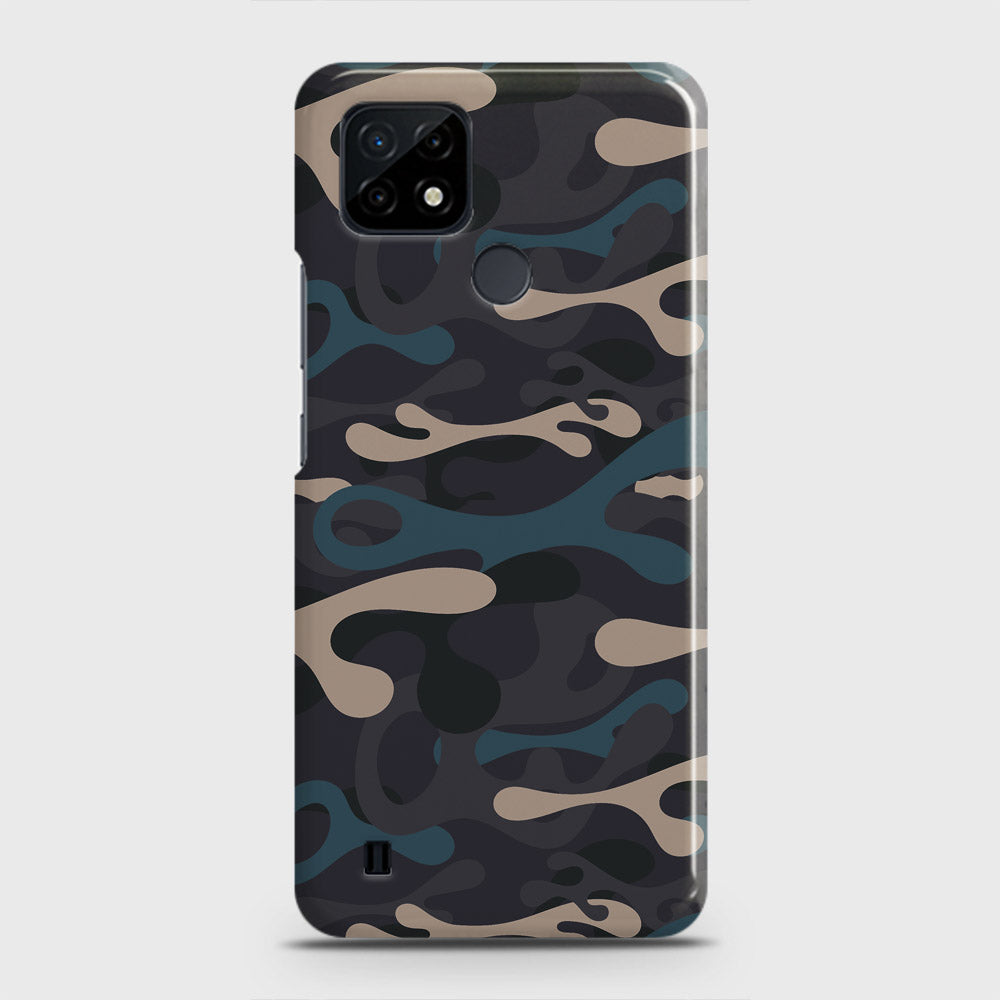 Realme C21 Cover - Camo Series - Blue & Grey Design - Matte Finish - Snap On Hard Case with LifeTime Colors Guarantee