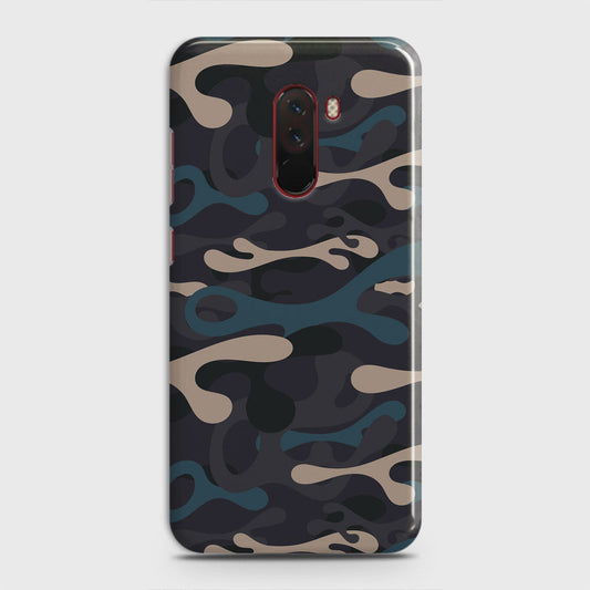 Xiaomi Pocophone F1  Cover - Camo Series - Blue & Grey Design - Matte Finish - Snap On Hard Case with LifeTime Colors Guarantee