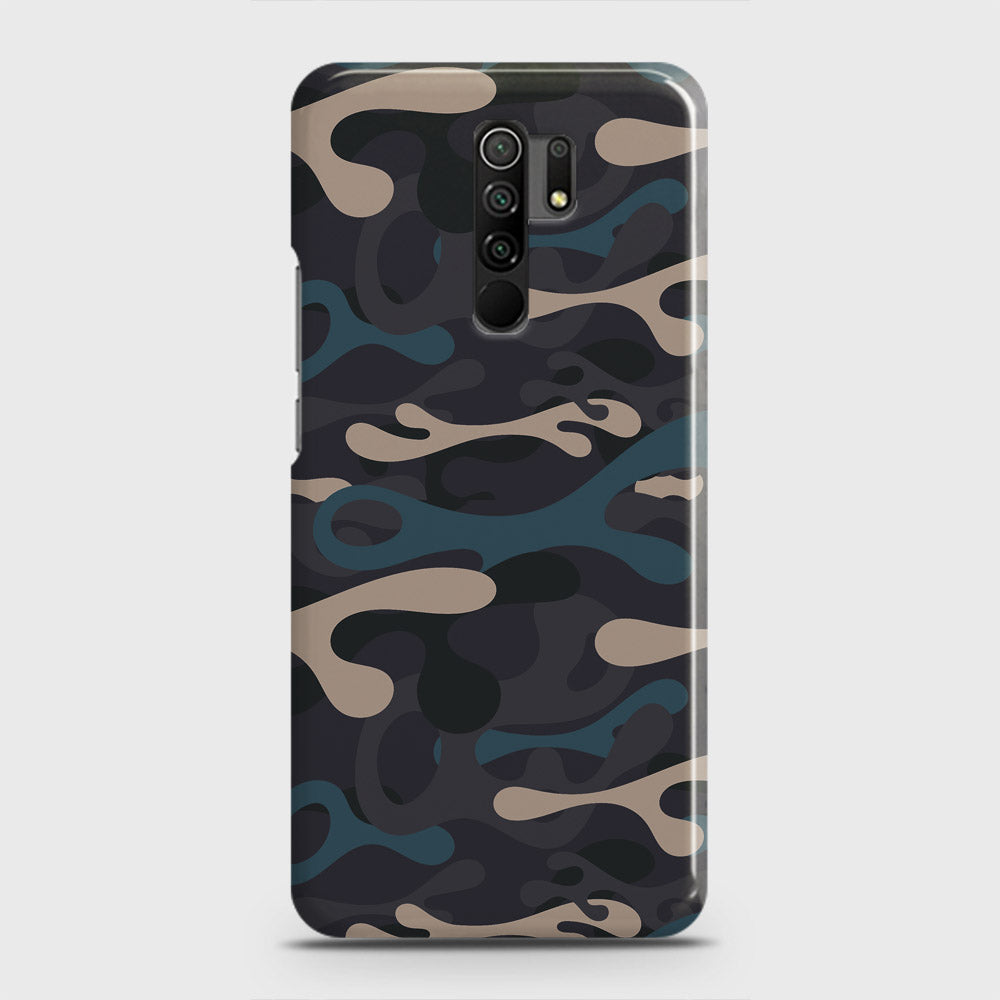 Xiaomi Redmi 9 Cover - Camo Series - Blue & Grey Design - Matte Finish - Snap On Hard Case with LifeTime Colors Guarantee