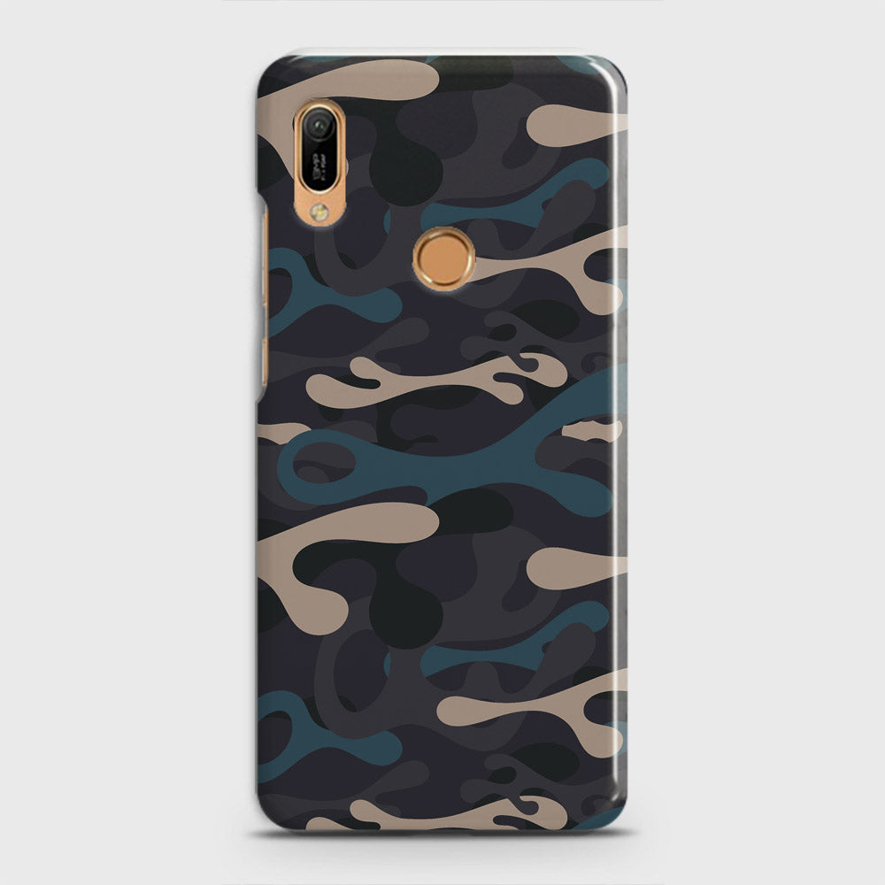 Huawei Y6 Prime 2019 Cover - Camo Series - Blue & Grey Design - Matte Finish - Snap On Hard Case with LifeTime Colors Guarantee