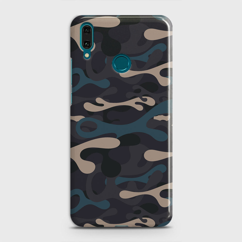 Huawei Y7 Prime 2019 Cover - Camo Series - Blue & Grey Design - Matte Finish - Snap On Hard Case with LifeTime Colors Guarantee