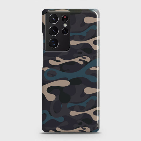 Samsung Galaxy S21 Ultra 5G Cover - Camo Series - Blue & Grey Design - Matte Finish - Snap On Hard Case with LifeTime Colors Guarantee