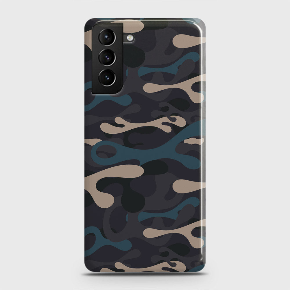 Samsung Galaxy S21 5G Cover - Camo Series - Blue & Grey Design - Matte Finish - Snap On Hard Case with LifeTime Colors Guarantee