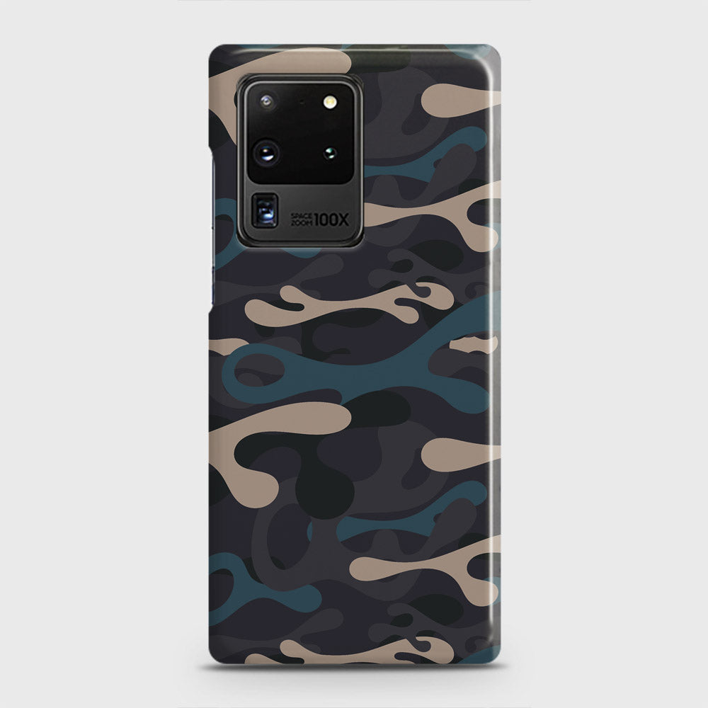 Samsung Galaxy S20 Ultra Cover - Camo Series - Blue & Grey Design - Matte Finish - Snap On Hard Case with LifeTime Colors Guarantee