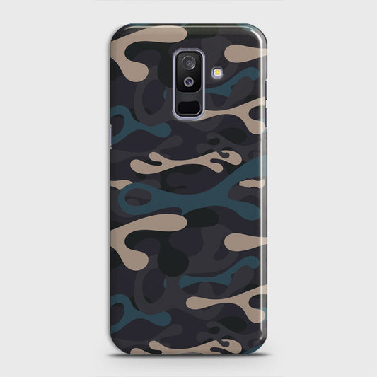 Samsung Galaxy A6 Plus 2018 Cover - Camo Series - Blue & Grey Design - Matte Finish - Snap On Hard Case with LifeTime Colors Guarantee