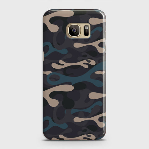 Samsung Galaxy S7 Cover - Camo Series - Blue & Grey Design - Matte Finish - Snap On Hard Case with LifeTime Colors Guarantee