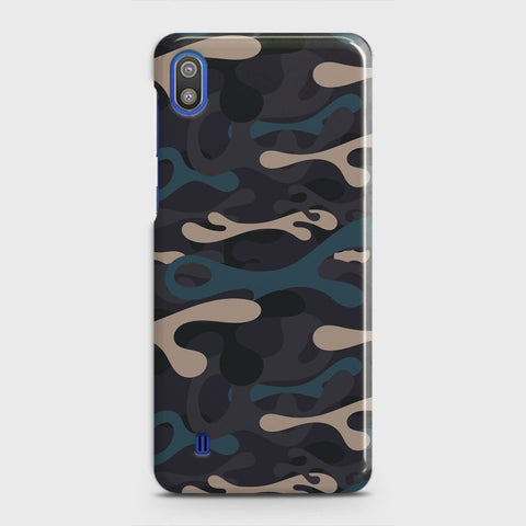 Samsung Galaxy A10 Cover - Camo Series - Blue & Grey Design - Matte Finish - Snap On Hard Case with LifeTime Colors Guarantee