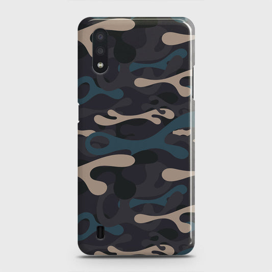 Samsung Galaxy A01 Cover - Camo Series - Blue & Grey Design - Matte Finish - Snap On Hard Case with LifeTime Colors Guarantee
