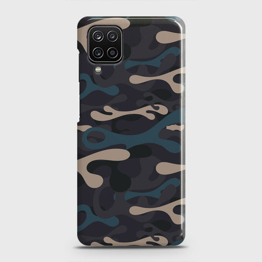 Samsung Galaxy A12 Cover - Camo Series - Blue & Grey Design - Matte Finish - Snap On Hard Case with LifeTime Colors Guarantee