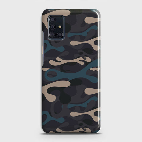 Samsung Galaxy A51 Cover - Camo Series - Blue & Grey Design - Matte Finish - Snap On Hard Case with LifeTime Colors Guarantee