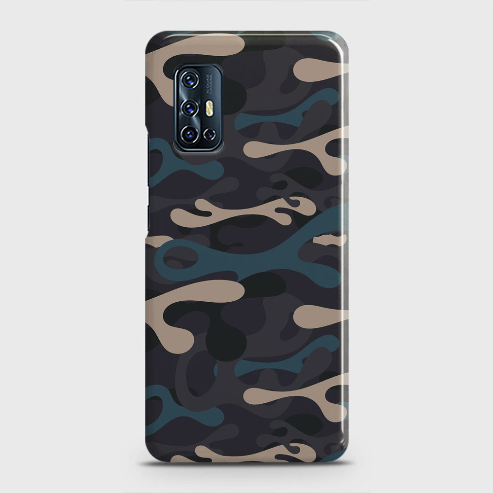 Vivo V17 Cover - Camo Series - Blue & Grey Design - Matte Finish - Snap On Hard Case with LifeTime Colors Guarantee