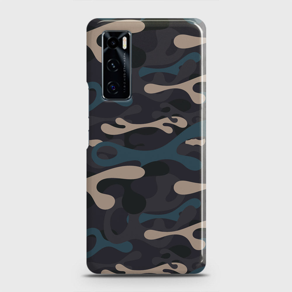 Vivo V20 SE Cover - Camo Series - Blue & Grey Design - Matte Finish - Snap On Hard Case with LifeTime Colors Guarantee