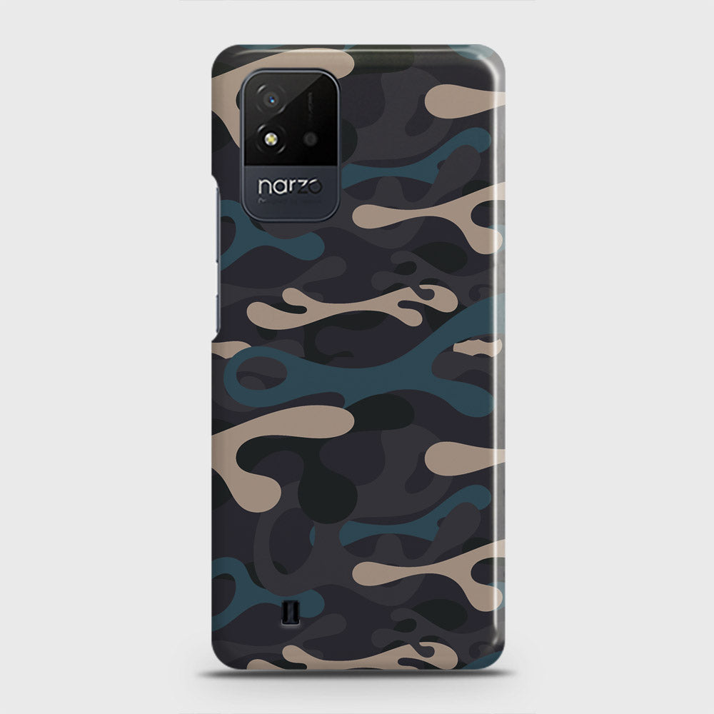 Realme Narzo 50i Cover - Camo Series - Blue & Grey Design - Matte Finish - Snap On Hard Case with LifeTime Colors Guarantee