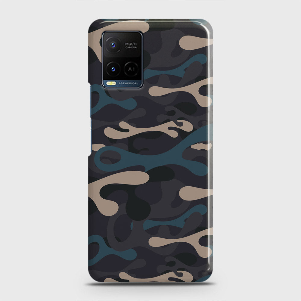 Vivo Y33t Cover - Camo Series - Blue & Grey Design - Matte Finish - Snap On Hard Case with LifeTime Colors Guarantee