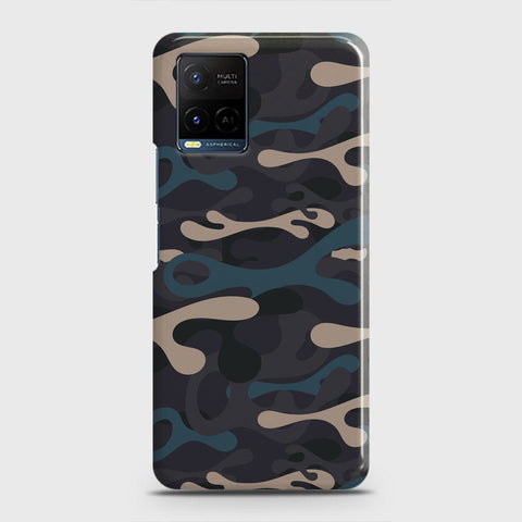 Vivo Y33s Cover - Camo Series - Blue & Grey Design - Matte Finish - Snap On Hard Case with LifeTime Colors Guarantee