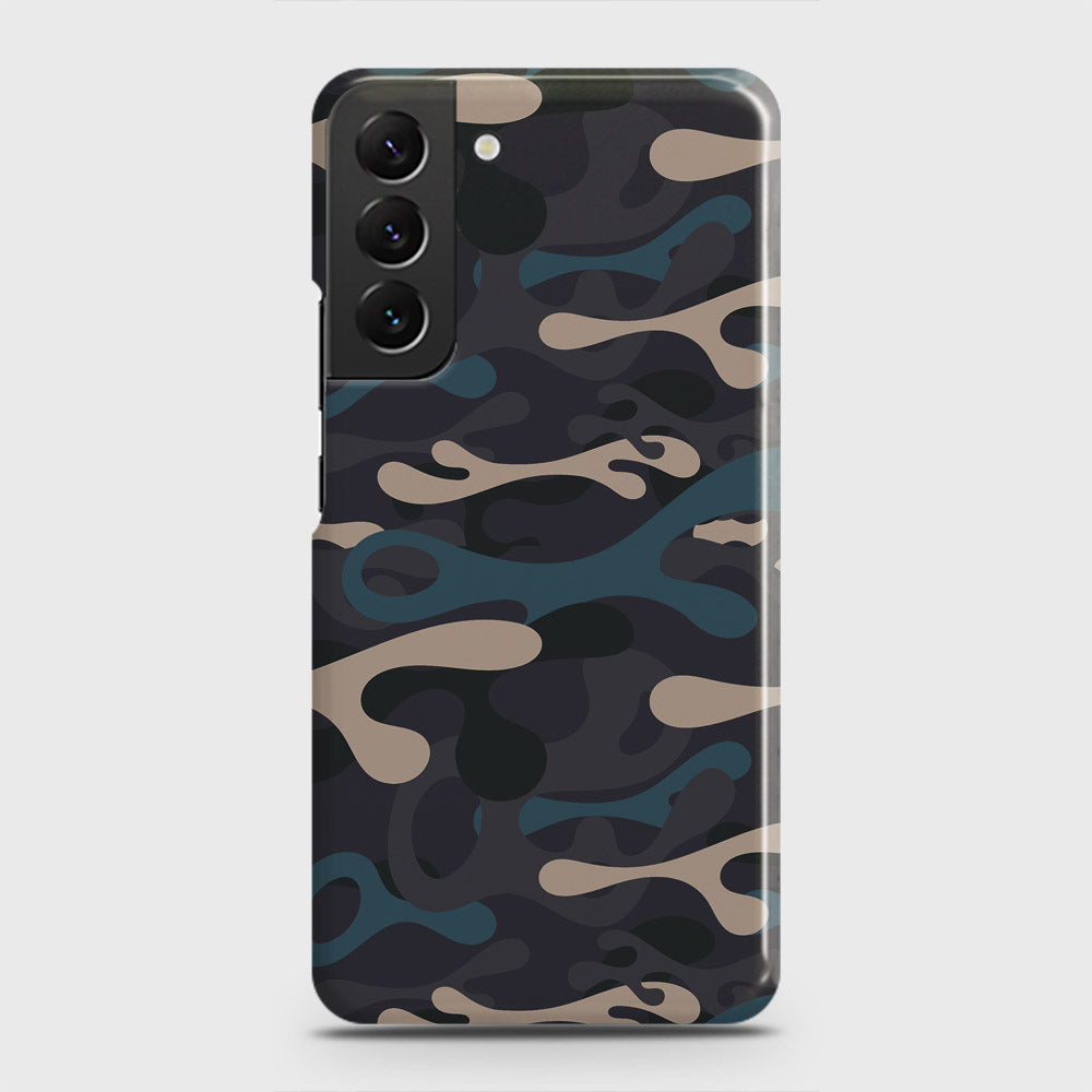 Samsung Galaxy S22 5G Cover - Camo Series - Blue & Grey Design - Matte Finish - Snap On Hard Case with LifeTime Colors Guarantee