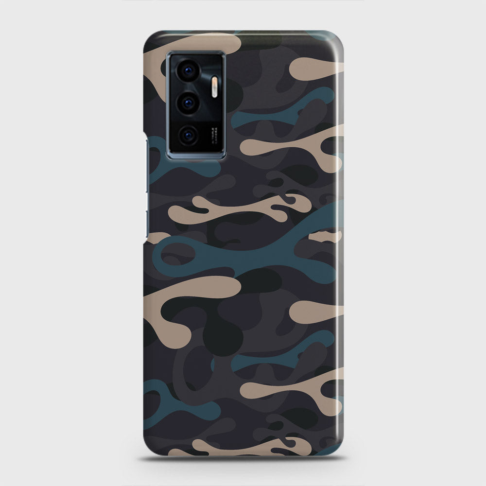 Vivo V23e Cover - Camo Series - Blue & Grey Design - Matte Finish - Snap On Hard Case with LifeTime Colors Guarantee