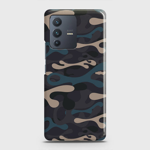 Vivo V23 5G Cover - Camo Series - Blue & Grey Design - Matte Finish - Snap On Hard Case with LifeTime Colors Guarantee