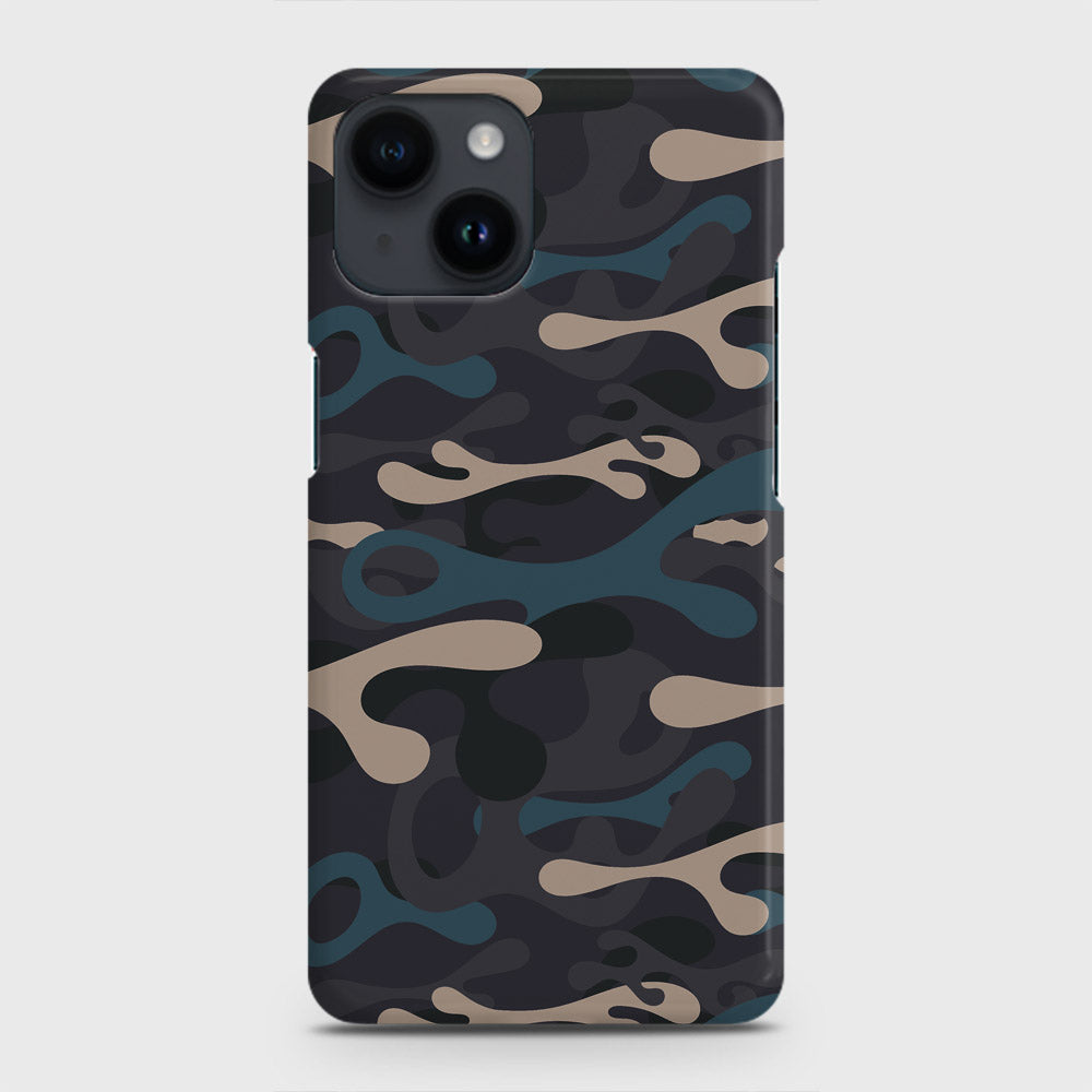 iPhone 14 Cover - Camo Series - Blue & Grey Design - Matte Finish - Snap On Hard Case with LifeTime Colors Guarantee