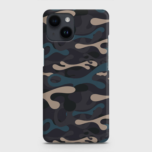 iPhone 14 Cover - Camo Series - Blue & Grey Design - Matte Finish - Snap On Hard Case with LifeTime Colors Guarantee (Fast Delivery)