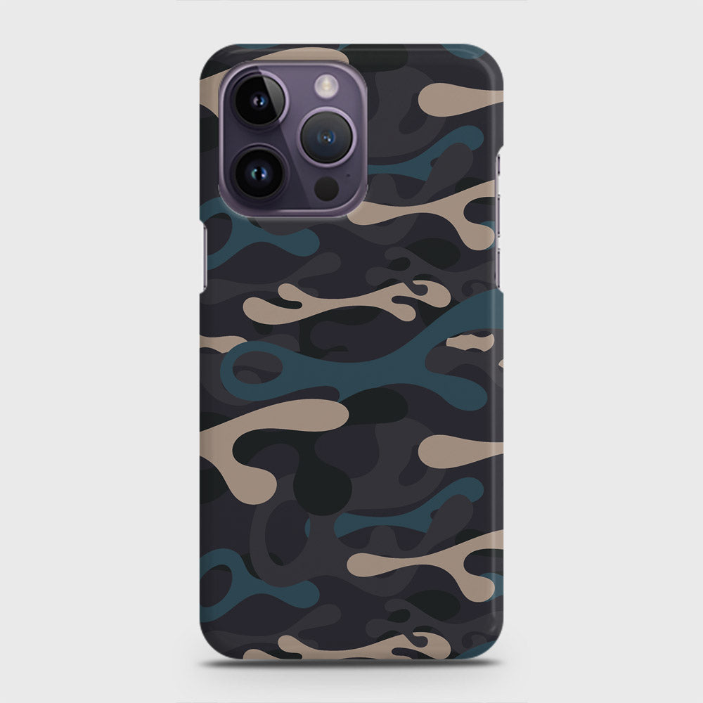 iPhone 14 Pro Cover - Camo Series - Blue & Grey Design - Matte Finish - Snap On Hard Case with LifeTime Colors Guarantee