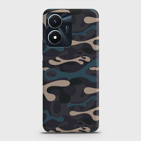 Vivo Y02s Cover - Camo Series - Blue & Grey Design - Matte Finish - Snap On Hard Case with LifeTime Colors Guarantee