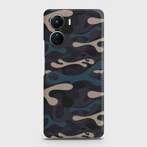 Vivo Y16 Cover - Camo Series - Blue & Grey Design - Matte Finish - Snap On Hard Case with LifeTime Colors Guarantee