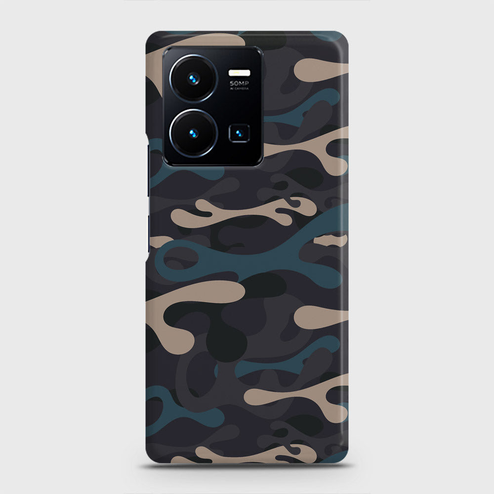 Vivo Y35 Cover - Camo Series - Blue & Grey Design - Matte Finish - Snap On Hard Case with LifeTime Colors Guarantee