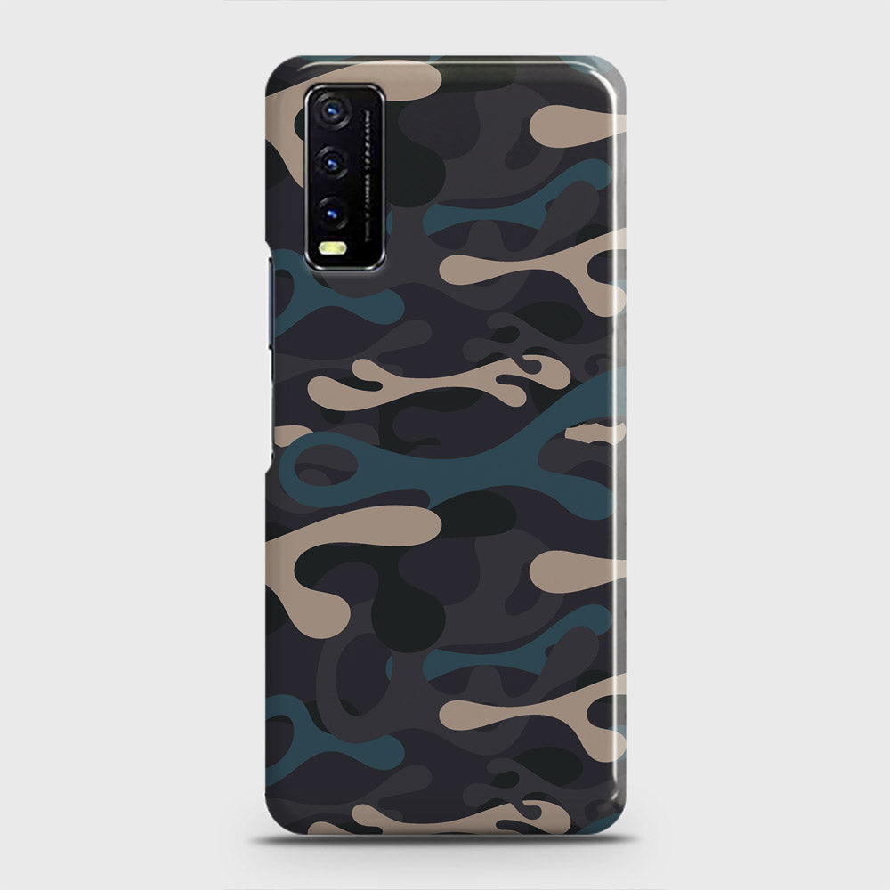 Vivo Y20i  Cover - Camo Series - Blue & Grey Design - Matte Finish - Snap On Hard Case with LifeTime Colors Guarantee