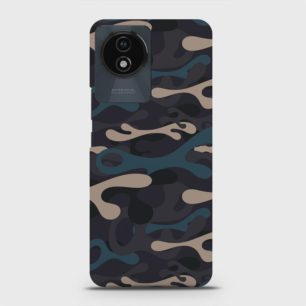 Vivo Y02 Cover - Camo Series - Blue & Grey Design - Matte Finish - Snap On Hard Case with LifeTime Colors Guarantee