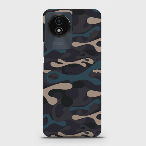 Vivo Y02 Cover - Camo Series - Blue & Grey Design - Matte Finish - Snap On Hard Case with LifeTime Colors Guarantee