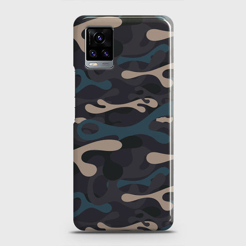 Vivo V20  Cover - Camo Series - Blue & Grey Design - Matte Finish - Snap On Hard Case with LifeTime Colors Guarantee