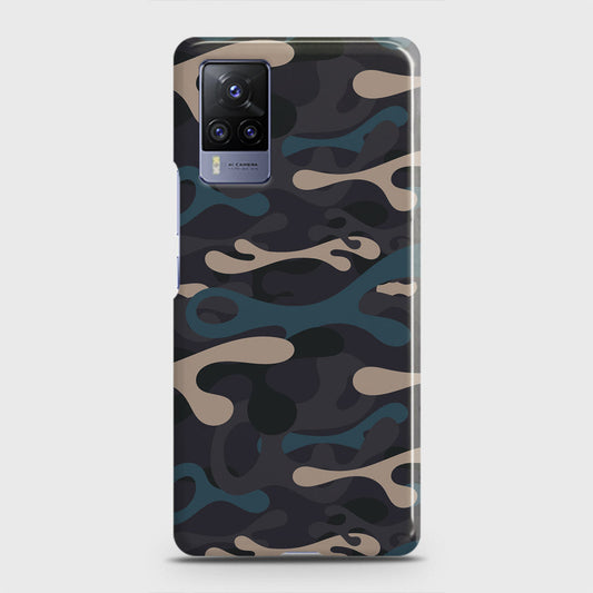 Vivo V21  Cover - Camo Series - Blue & Grey Design - Matte Finish - Snap On Hard Case with LifeTime Colors Guarantee