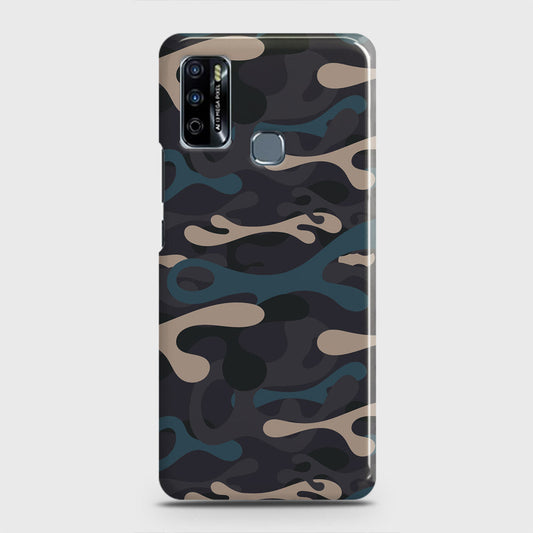 Infinix Hot 9 Play Cover - Camo Series - Blue & Grey Design - Matte Finish - Snap On Hard Case with LifeTime Colors Guarantee