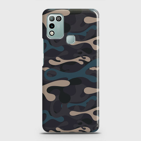 Infinix Hot 10 Play Cover - Camo Series - Blue & Grey Design - Matte Finish - Snap On Hard Case with LifeTime Colors Guarantee