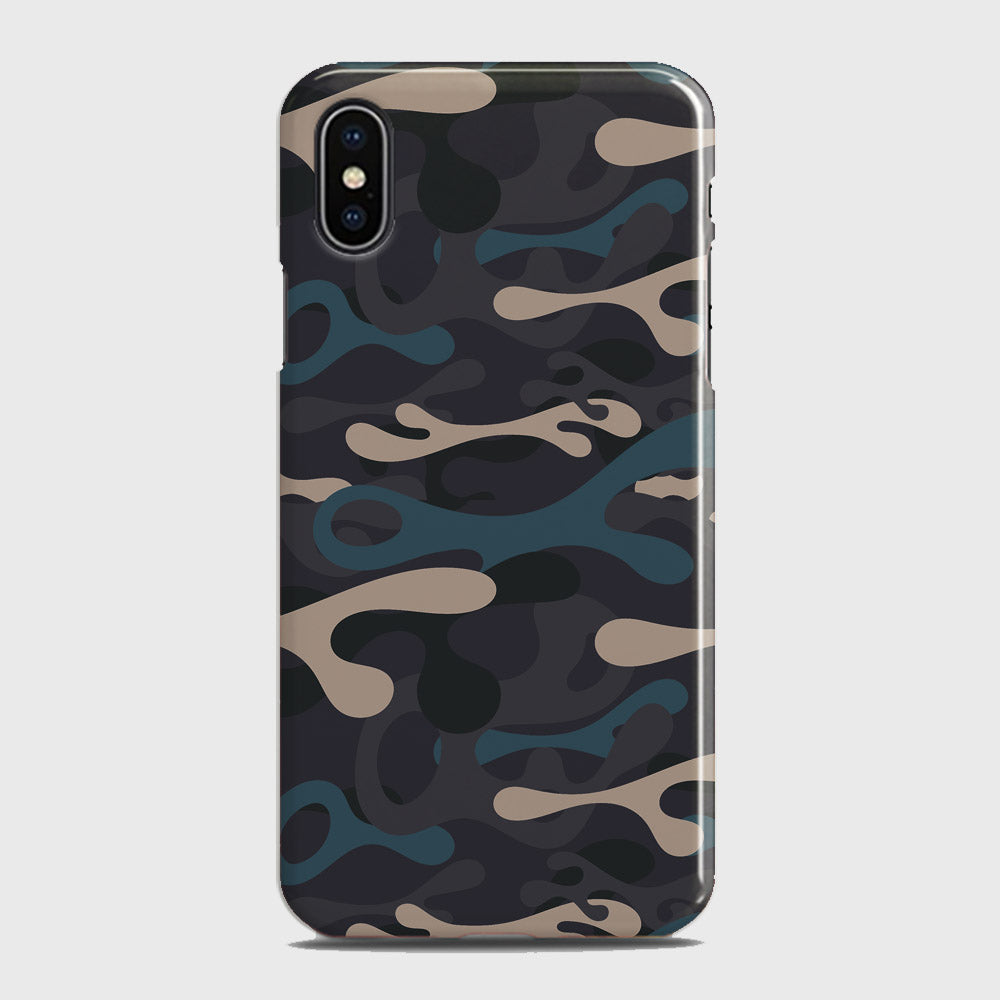 iPhone X Cover - Camo Series - Blue & Grey Design - Matte Finish - Snap On Hard Case with LifeTime Colors Guarantee