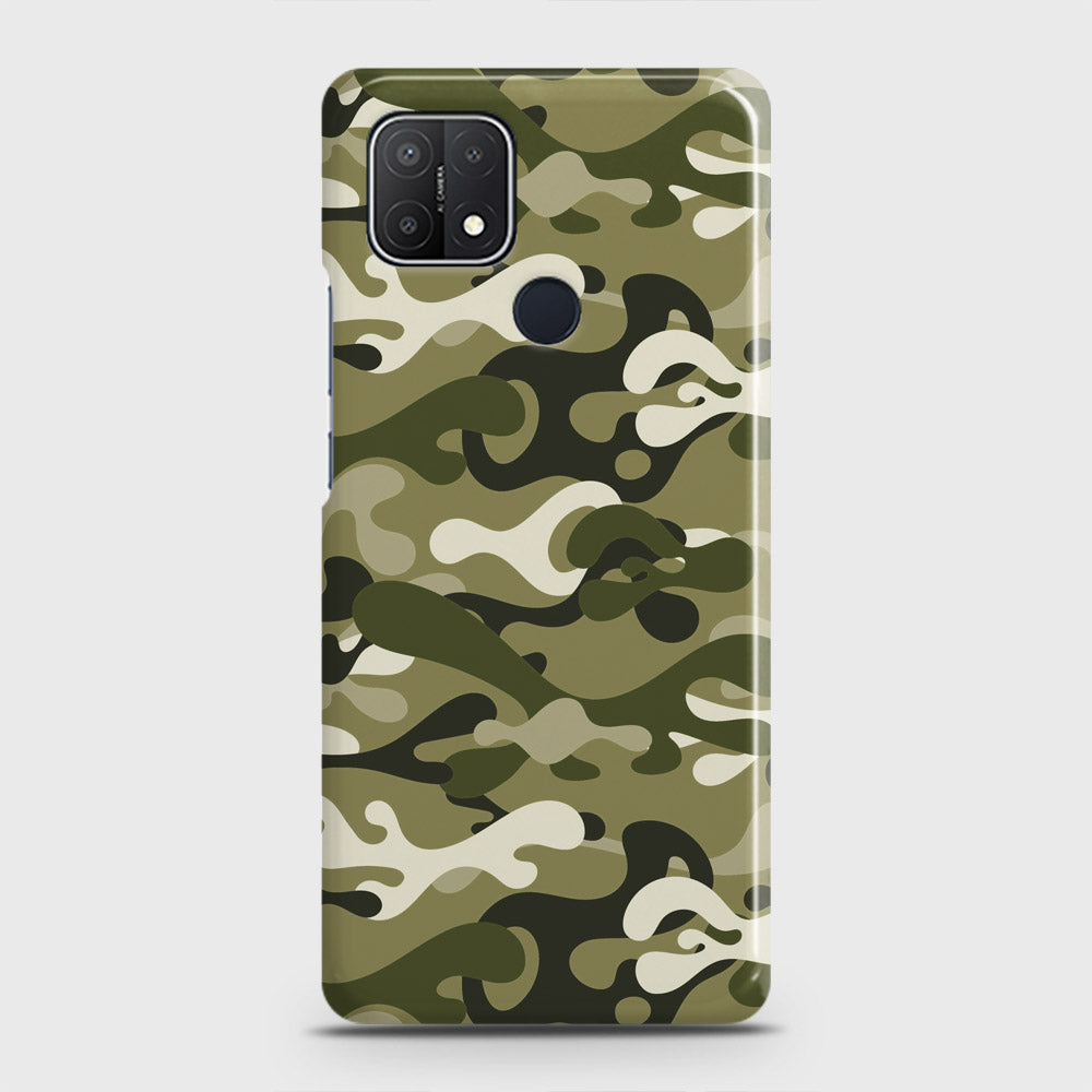 Oppo A15s Cover - Camo Series - Light Green Design - Matte Finish - Snap On Hard Case with LifeTime Colors Guarantee