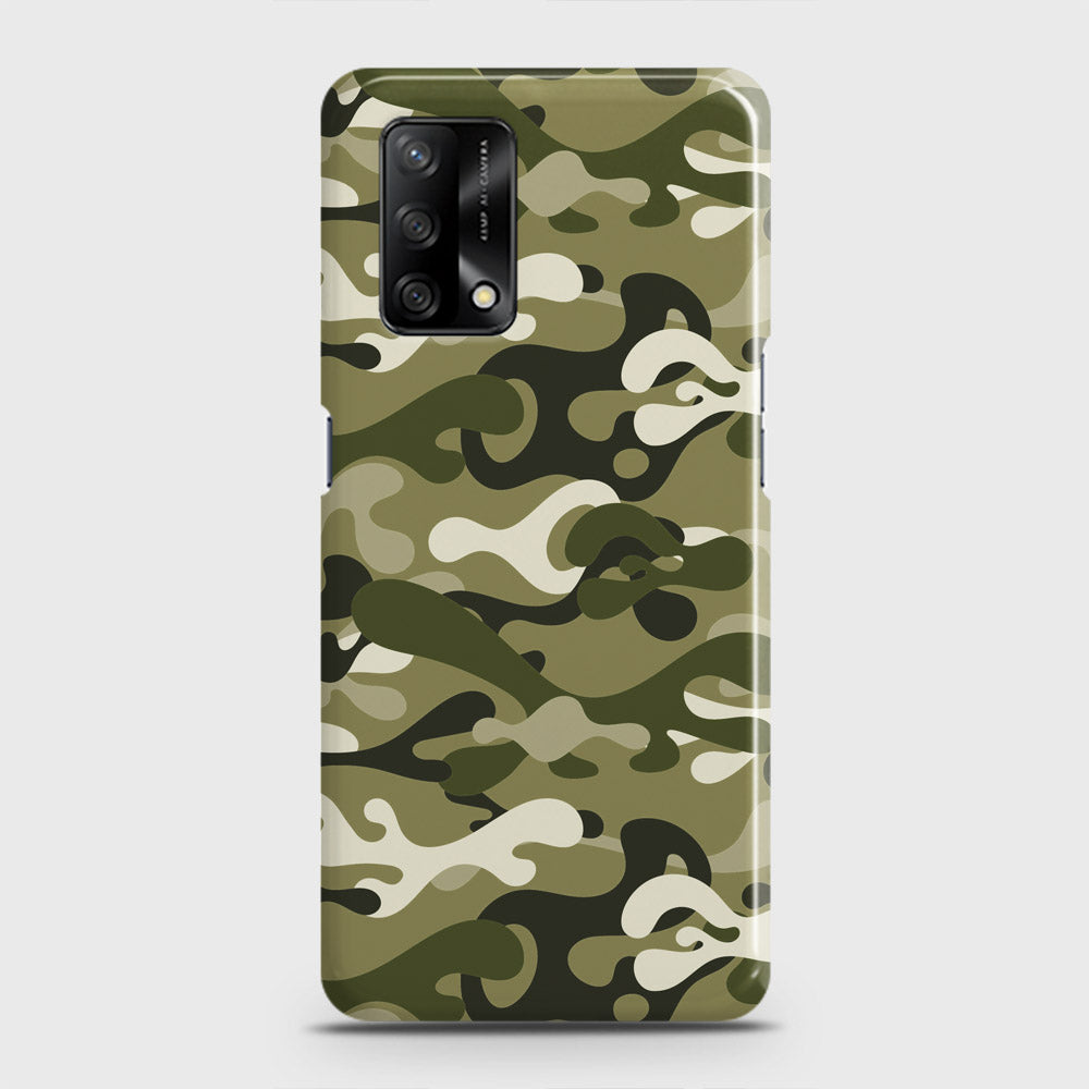 Oppo F19 Cover - Camo Series - Light Green Design - Matte Finish - Snap On Hard Case with LifeTime Colors Guarantee