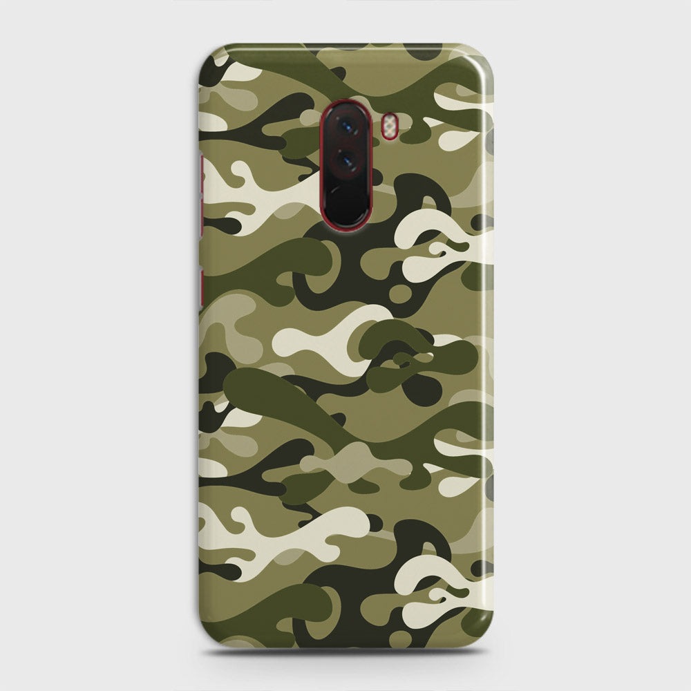 Xiaomi Pocophone F1  Cover - Camo Series - Light Green Design - Matte Finish - Snap On Hard Case with LifeTime Colors Guarantee