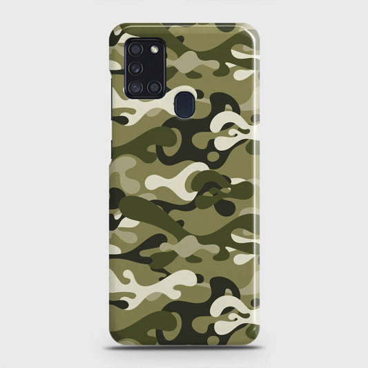 Samsung Galaxy A21s Cover - Camo Series - Light Green Design - Matte Finish - Snap On Hard Case with LifeTime Colors Guarantee