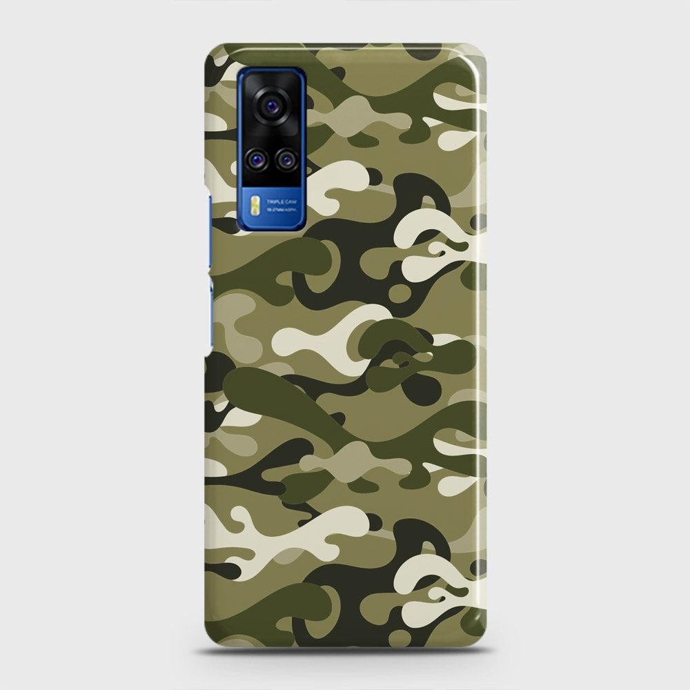 Vivo Y33  Cover - Camo Series - Light Green Design - Matte Finish - Snap On Hard Case with LifeTime Colors Guarantee