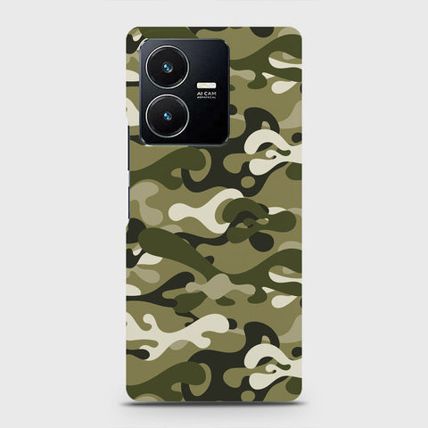 Vivo Y22 Cover - Camo Series - Light Green Design - Matte Finish - Snap On Hard Case with LifeTime Colors Guarantee