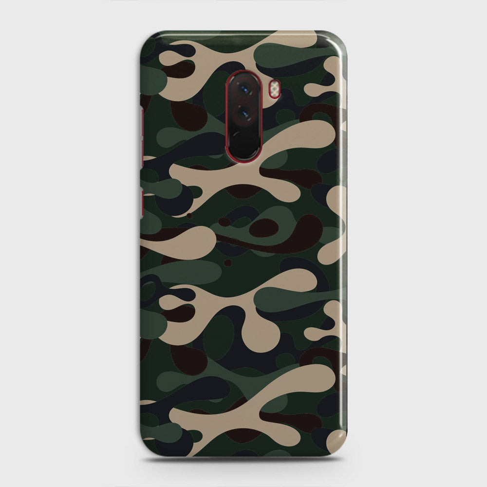 Xiaomi Pocophone F1  Cover - Camo Series - Dark Green Design - Matte Finish - Snap On Hard Case with LifeTime Colors Guarantee