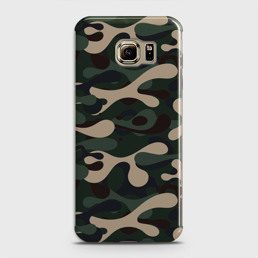 Samsung Galaxy S6 Edge Cover - Camo Series - Dark Green Design - Matte Finish - Snap On Hard Case with LifeTime Colors Guarantee