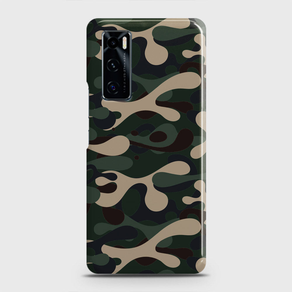 Vivo V20 SE Cover - Camo Series - Dark Green Design - Matte Finish - Snap On Hard Case with LifeTime Colors Guarantee