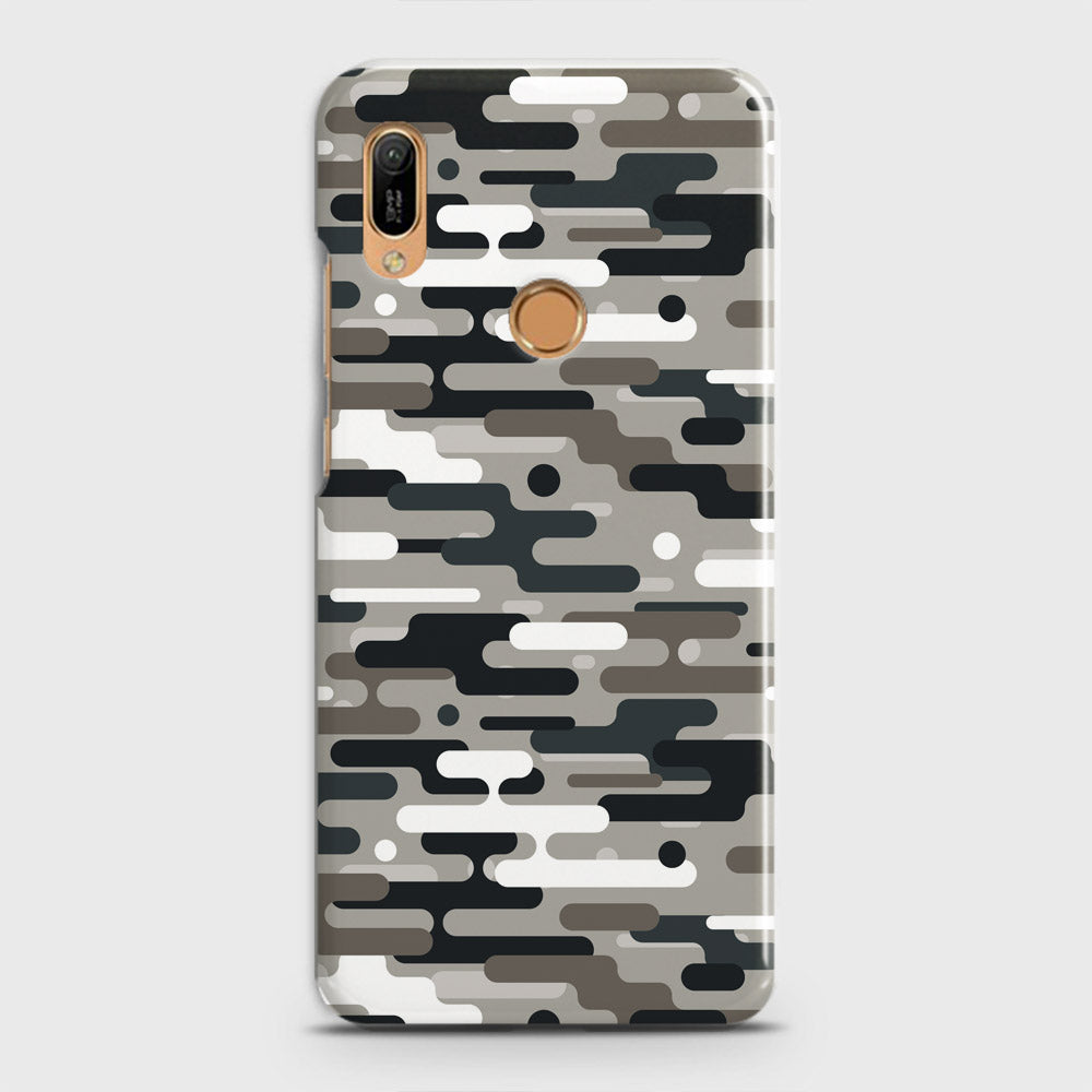 Huawei Y6 2019 Cover - Camo Series 2 - Black & Olive Design - Matte Finish - Snap On Hard Case with LifeTime Colors Guarantee