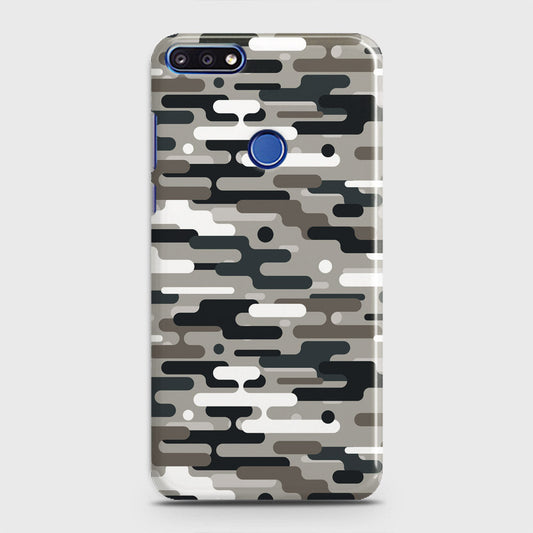 Huawei Y7 Prime 2018 Cover - Camo Series 2 - Black & Olive Design - Matte Finish - Snap On Hard Case with LifeTime Colors Guarantee