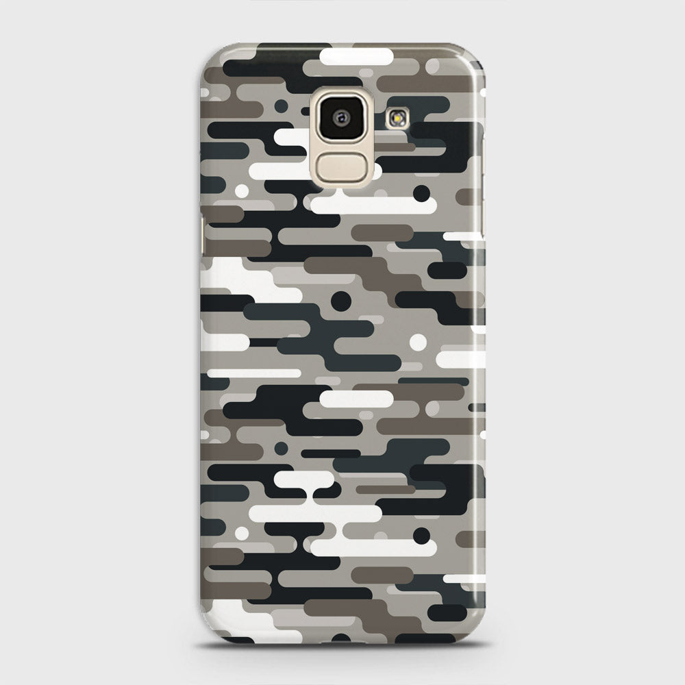 Samsung Galaxy J6 2018 Cover - Camo Series 2 - Black & Olive Design - Matte Finish - Snap On Hard Case with LifeTime Colors Guarantee